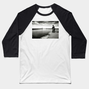 A boy fishing in the harbour at Whitby - Yorkshire, UK Baseball T-Shirt